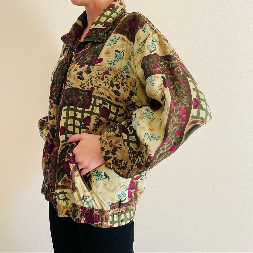 Vintage studio sportif 100% SILK ZIP LIGHT BOMBER JACKET Windbreaker Patchwork - Picture 4 of 10